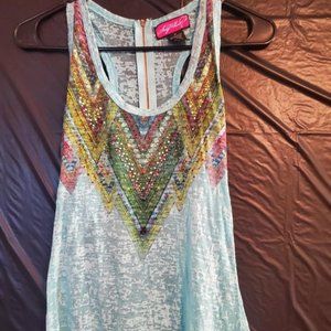 Boho Racerback Tank Top w/ Back Zipper